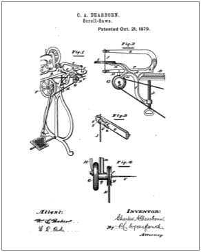Scroll saw patent drawing