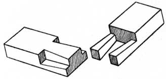 Fig. 42.Dovetailed Halving Joint used for Lengthening
Timber.