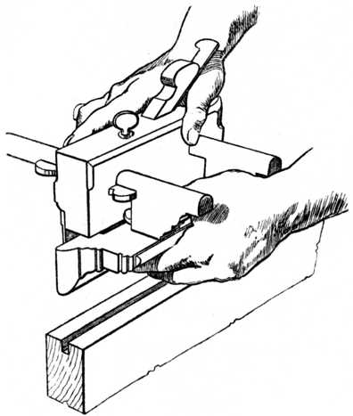 Fig. 122.Method of using the Plough Plane.