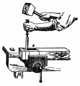 Fig. 183.Using the Chisel and Mallet for Mortising.