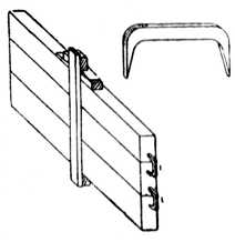 Fig. 25.Method of holding
    Glued Joints with Iron Dogs.